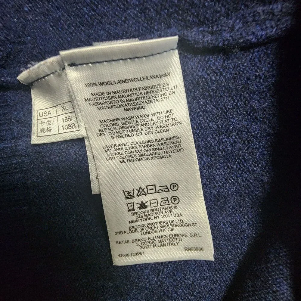 Brooks Brothers 346 Washable Wool Pullover Long Sleeve Men's Sweater Size XL